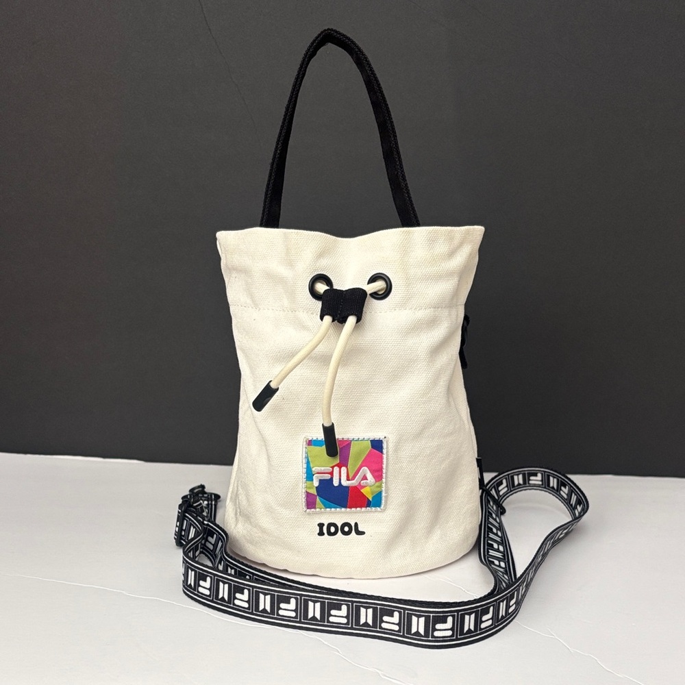 FILA x BTF bucket Cream Canvas Crossbody Bag
